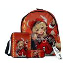 Conjunto de mochilas com impressão 3D Impact Anime School Kids, 3 unidades