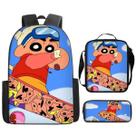 Conjunto de mochilas Crayons Shins Chans Anime School 3 unidades com bolsa
