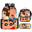 Conjunto de mochilas Crayons Shins chans Cartoon Kids School 3 unidades