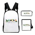 Conjunto de mochilas de 3 peças com impressão 3D do Dia de São Patrício para crianças