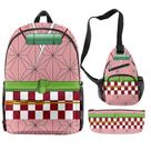 Conjunto de mochilas Demons Slayers com impressão 3D para crianças e escolas, 3 unidades