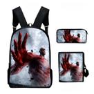 Conjunto de mochilas escolares Attacks Titans Levi, 3 unidades para crianças