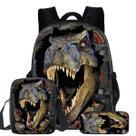 Conjunto de mochilas escolares Dinosaur Cartoon Kids Nylon, 3 unidades