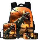 Conjunto de mochilas escolares Dinosaur Cartoon Kids Nylon, 3 unidades