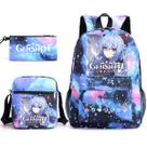 Conjunto de mochilas escolares Genshins, 3 peças com bolsa de ombro e estojo para canetas