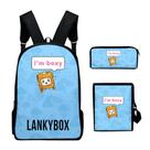 Conjunto de mochilas escolares Lankyboxes Print Anime Mochila para lápis Messenger Conjunto de mochilas escolares Lankyboxes Print Anime Mochila para lápis Messenger