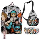 Conjunto de mochilas escolares: mochila Fire Force, bolsa de lápis Messenger Conjunto de mochilas escolares: mochila Fire Force, bolsa de lápis Messenger