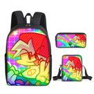 Conjunto de mochilas escolares: mochila preta, sexta-feira à noite, lápis Messenger