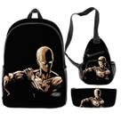 Conjunto de mochilas escolares One Punch Man Saitama, 3 peças para crianças