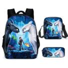 Conjunto de mochilas escolares sem dentes, 3 peças com bolsa de ombro e estojo para canetas