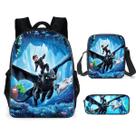Conjunto de mochilas escolares sem dentes, 3 peças com bolsa de ombro e estojo para canetas