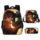 Conjunto de mochilas escolares sem dentes, 3 peças com bolsa de ombro e estojo para canetas
