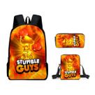 Conjunto de mochilas escolares Stumbles Guys Cartoon Anime para crianças
