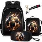 Conjunto de mochilas escolares TILYTADLY Soccer 4 peças para meninos 44x14x30cm Conjunto de mochilas escolares TILYTADLY Soccer 4 peças para meninos 44x14x30cm