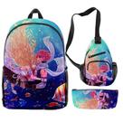 Conjunto de mochilas Fairys Tails com impressão 3D para crianças e escolas, 3 unidades