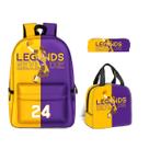 Conjunto de mochilas Kobes Bryants Anime, 3 peças para mochila escolar infantil