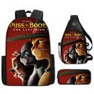 Conjunto de mochilas Puss in Boots Anime, 3 peças para mochila escolar infantil