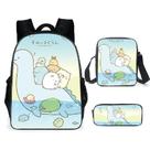 Conjunto de mochilas Sumikkogurashi Satchel de poliéster para crianças, 3 peças
