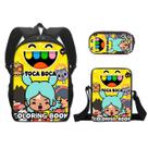 Conjunto de mochilas Toca Bocas Anime School, 3 peças com bolsa de ombro