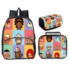 Conjunto de mochilas Tocas Life Worlds Anime, 3 unidades para crianças e escolas Conjunto de mochilas Tocas Life Worlds Anime, 3 unidades para crianças e escolas