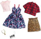 Conjunto de moda de boneca Barbie com 2 roupas e 2 acessórios