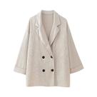 Conjunto De Moda Feminina Com Blazer De Dois Botões E Calças De Perna Larga, Cintura Alta Elástica Conjunto De Moda Feminina Com Blazer De Dois Botões E Calças De Perna Larga, Cintura Alta Elástica