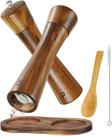 Conjunto de moedor de pimenta e sal, madeira de acácia com concha e escova, 2 peças