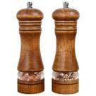 Conjunto de moedor de pimenta, moagem de cerâmica de sal de madeira, 2 unidades