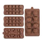 Conjunto de moldes de chocolate de silicone para animais e insetos para doces DIY