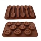 Conjunto de moldes de colher e engrenagem de silicone de 2 peças para panificação e artesanato