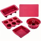 Conjunto de moldes de cozimento de silicone de 5 peças - antiaderente, vermelho, fácil de usar