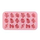 Conjunto de moldes de silicone de 18 cavidades para flores, folhas e doces, rosa