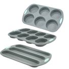 Conjunto de moldes de silicone para hambúrguer e baguete de 3 peças, antiaderente