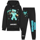 Conjunto de Moletom com Capuz e Calça Jogger Minecraft para Meninos Preto e Azul 11-12 Anos