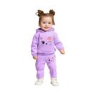 Conjunto De Moletom Com Capuz E Calças Com Estampa De Desenho Animado Para Meninas, Duas Peças Para