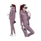 Conjunto De Moletom Feminino Com Capuz, Casual E Fashion, Três Peças Para Outono E Inverno, Tops E