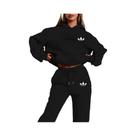 Conjunto De Moletom Feminino Com Capuz De Pelúcia, Estilo Hip Hop Casual, 2 Peças, Com Estampa De