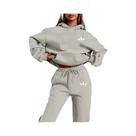 Conjunto De Moletom Feminino De Pelúcia Com Capuz, Estilo Hip Hop Casual, 2 Peças, Com Estampa De