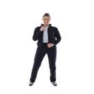 Conjunto de Moletom Flanelado com Blusa Aberta e Zíper Cor:Azul marinhoTamanho:XG