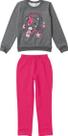 Conjunto de Moletom Juvenil Menina Gatinha Rosa e Cinza - Malwee