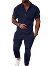 Conjunto de moletom masculino UOUA de 2 peças azul-marinho casual tamanho XL