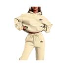 Conjunto De Moletom Monocromático Com Capuz Para Mulheres, Alta Qualidade, Casual, Conjunto De