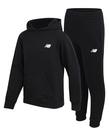 Conjunto de moletom New Balance para meninos de 8 a 12 anos, algodão, lã, preto