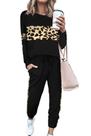 Conjunto de Moletom PRETTYGARDEN 2 Peças Estampa Onça Preto XL