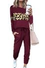 Conjunto de Moletom PRETTYGARDEN 2 Peças Estampa Onça Vinho Vermelho G