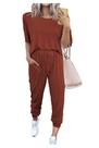 Conjunto de Moletom PRETTYGARDEN 2 Peças Lounge Vermelho Tijolo M