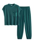 Conjunto de Moletom PRETTYGARDEN Azul Verde em Malha Tamanho XXL
