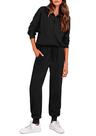 Conjunto de Moletom PRETTYGARDEN com Zíper Blusão e Calça Jogger Preto G