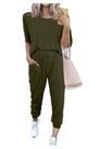 Conjunto de Moletom PRETTYGARDEN Dois Peças Verde Militar G