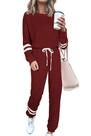Conjunto de Moletom PRETTYGARDEN Duas Peças Vinho Vermelho XXL